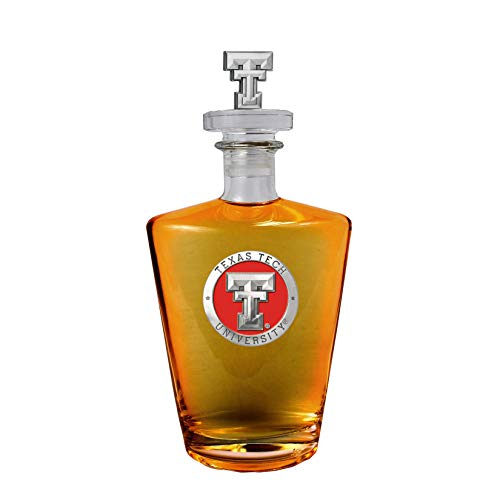 Heritage Pewter Texas Tech University Royal Decanter with 3D Stopper | 30 OZ Liquor Pourer | Expertly Crafted Pewter Glass