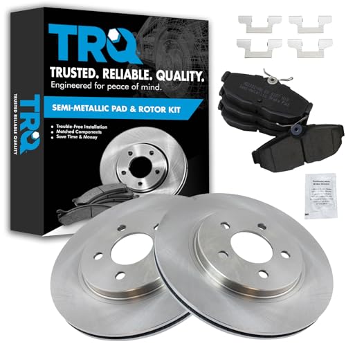 Image of TRQ Rear Brake Pad and Rotor Set Semi Metallic Solid Rotors | For 2005-2014 Ford Mustang