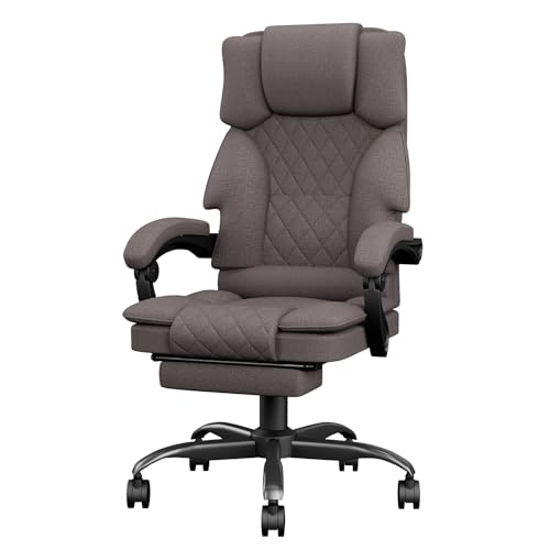 Submi Silla Gaming con Respaldo Ancho, Silla de Oficina para Adultos con Reposapiés para Oficina en Casa, Silla Escritorio Office Chair Ajustable en Altura, Reposabrazos Ajustables, Marrón Oscuro