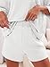 Imily Bela Schlafanzug Damen Kurz Rundhals Pyjama Set Sommer 3/4 Ärmel Lounge Set Locker Lässig(Weiß,L)