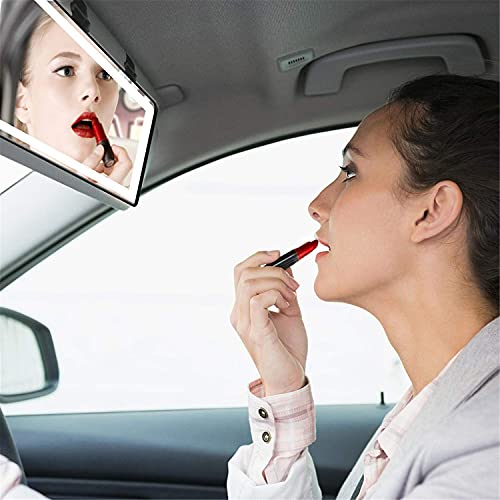 image for WedFeir Car Visor LED Vanity Mirror, Rechargeable Makeup Mirror With L