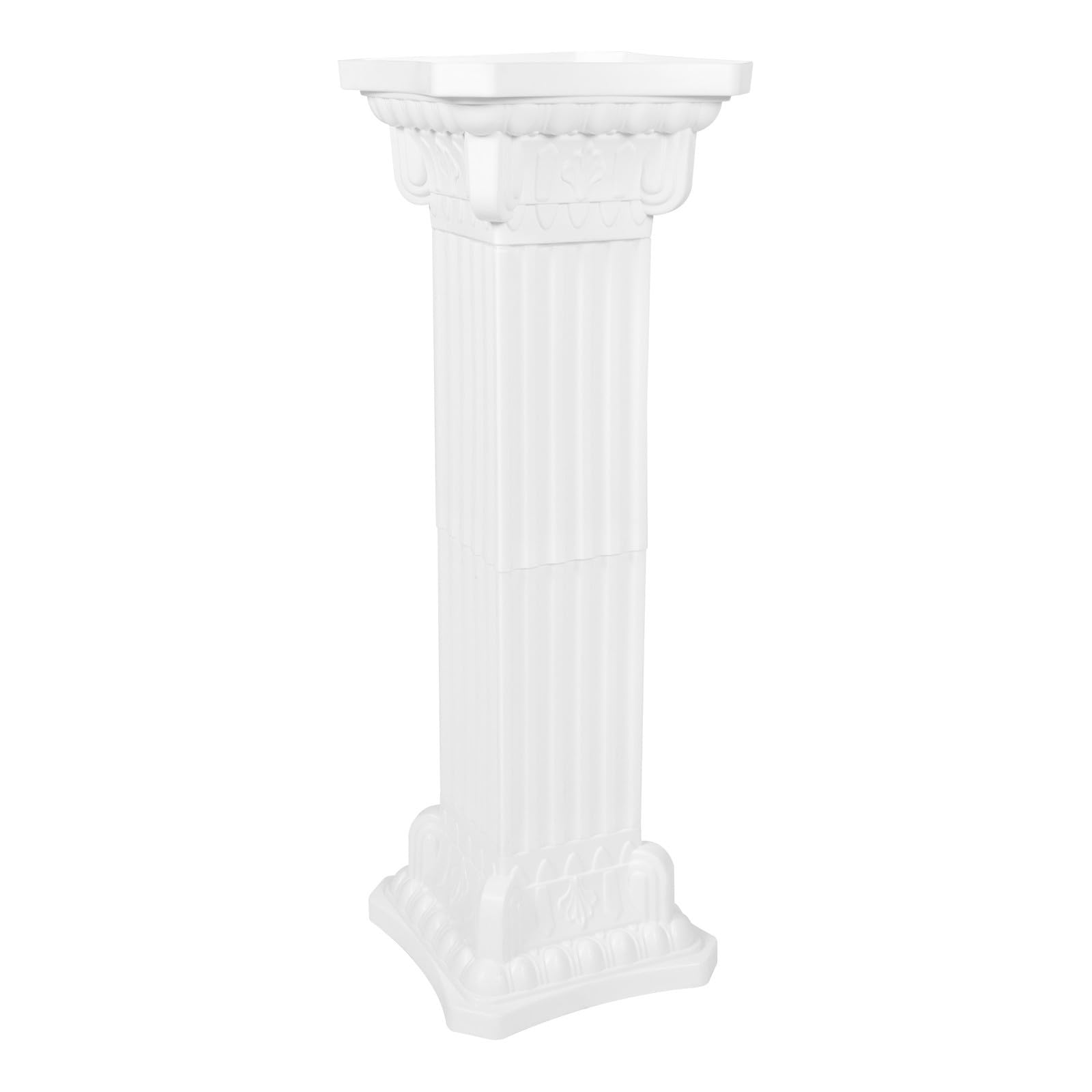 Römische Säulendekoration aus Kunststoff für Balkon, Weiß | Retro Elegant im Europäischen Stil, Stabile Platzierung, für Pflanzen und Blumen, 1 Stück