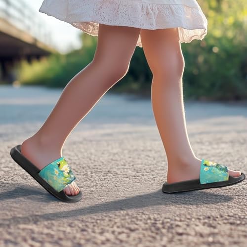 Image of Boy & Girls Slide Sandals Kids Shower Shoes Non Slip Summer Slippers Beach Sandals