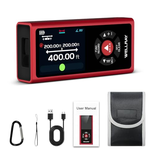 Dual Laser Measuring Tool, Rechargeable Laser Measure Tool with Long-Lasting Battery, 400Ft Laser Distance Meters with ±1/16' Accuracy, Laser Measurement Tool with Bubble Level for DIY Home Outdoor