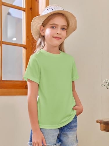 Image of Girls Short Sleeve T Shirts Kids Summer Tops Crewneck Tees 5-14 Years