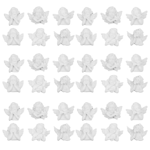 Ubric Acessórios de resina figuras de anjos - 36 peças de miniaturas decorativas de anjo de estilo barroco para projetos de batismo e artesanato de Natal