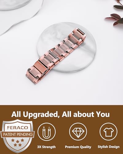 Image of Feraco Copper Magnetic Bracelets for Men,Pure Copper Jewelry Gift | 3X Strength Neodymium 57 Magnets,Powerful 3500 Gauss,Adjustable Length