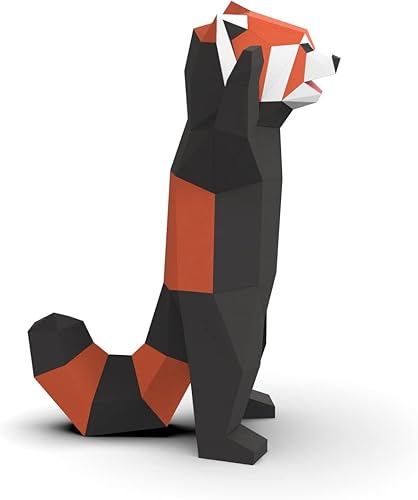 Miniatura 3 de Standing Red Panda Paper Sculpture,Pre-cut DIY Papercraft Kit,Handmade Wild Animal Figurine,3D Paper Art,Low Poly Home Decor,All Accessories