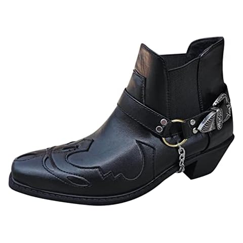 Buckle Pointed Heel Thick Short Men's Boots Cover