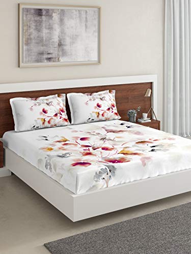 Image of DDECOR - Crystal 100% Cotton Double Bedsheet with 2 Pillow Covers, King Size, White