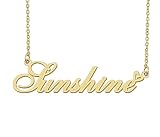 Aoloshow Sunshine Name Necklace Heart Charm Pendant 18k Gold Plated Stainless Steel Jewelry for Womens Graduation