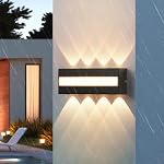 Lumières murales extérieures modernes 18W LED Les luminaires muraux IP65 Lampes murales en aluminium noir imperméables 3000K Éclairage mural Hallway pour jardin de porch