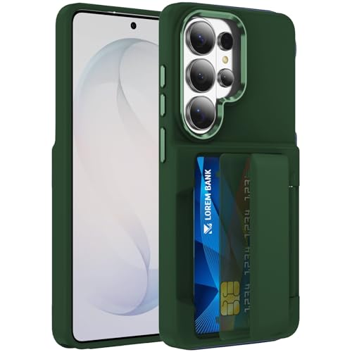 Étui Samsung S26 antichoc vert avec fente carte silicone rigide