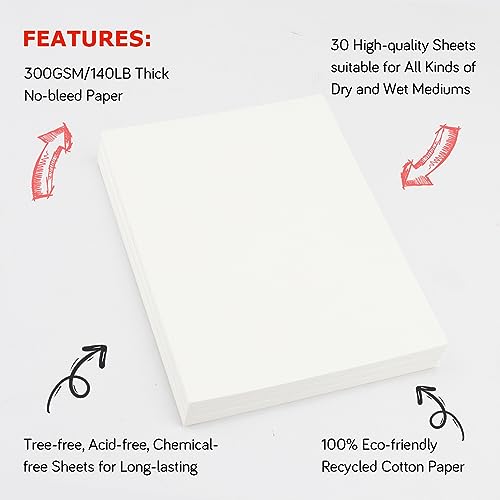Oalcq PAPER1 Watercolor Paper Bulk 140Lb/300Gsm 5X7 Inches 30 Sheets Painting Paper Art Supplies thumb #2