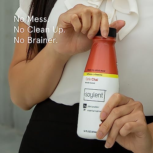 Image of Soylent Complete Nutrition Gluten-Free Vegan Protein Meal Replacement Shake, Cafe Chai, 14 Oz, 12 Pack