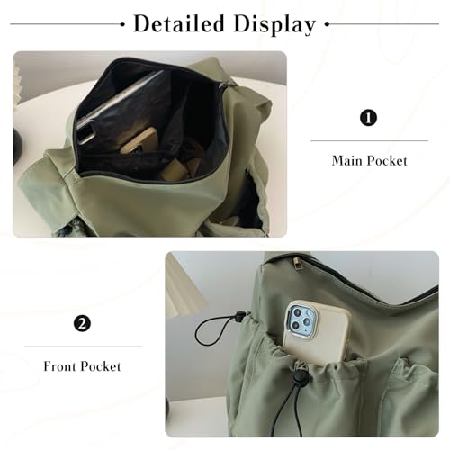Bolso de nylon impermeable para mujer con múltiples bolsillos miniatura 5