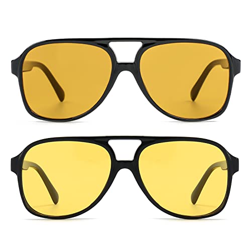 Image of Polarized Classic Vintage Aviator Sunglasses for Men Women Large Frame Retro 70s Sunglasses
