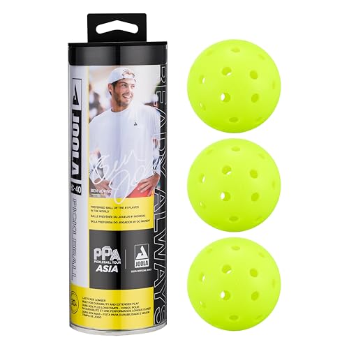 JOOLA HC-40 Hardcourt Pickleball Balls with Storage Tube - USAP Approved Balls for Tournament Play - 3 Pack or 12 Pack Option - Durable Pickleballs for Indoor Play & Outdoor Courts