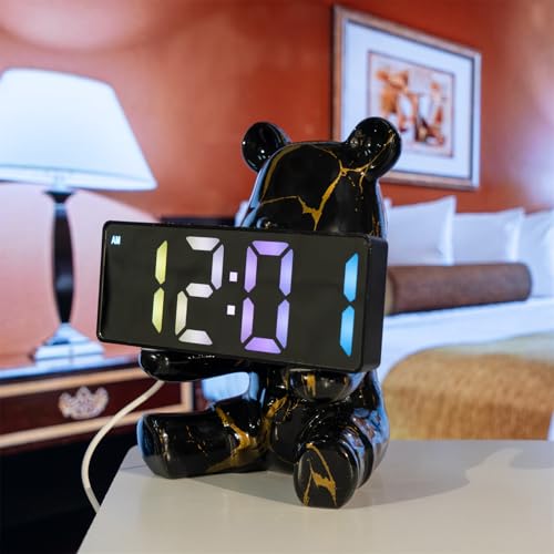 Estatua de Oso con Reloj Digital y Bandeja para Decoración miniatura 4