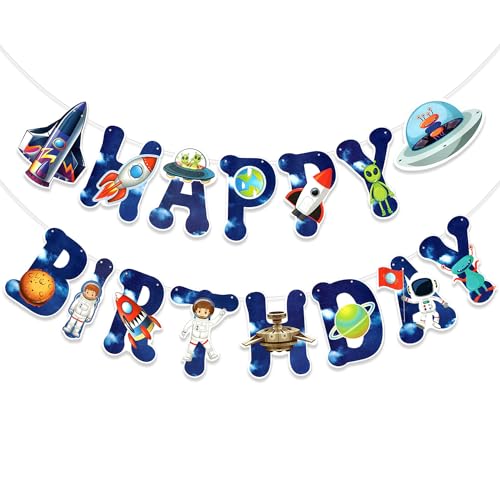 Image of Rozi Decoration Space Theme Happy Birthday Banner Decoration Items for Kids Birthday Decor | Space Theme Birthday Decoration for Girls | Pack of 1