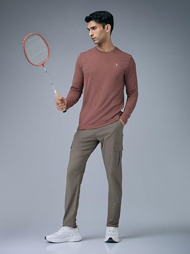 Image of TECHNOSPORT Men's Regular Fit Mid Rise Polyester Solid Cargos for Activewear, Regular Use and Quick Dry
