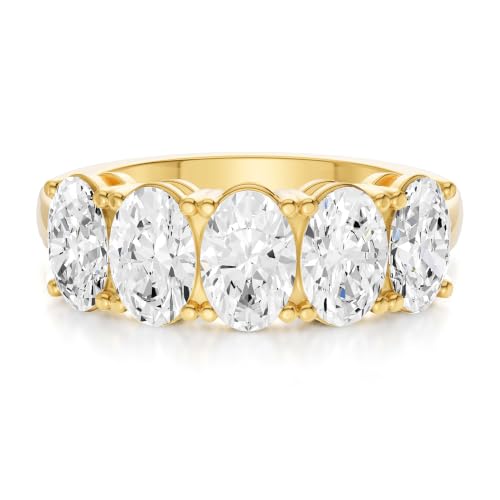 1 Carat Oval Lab Grown Diamond 5-Stone Wedding Band Ring Size 4.5