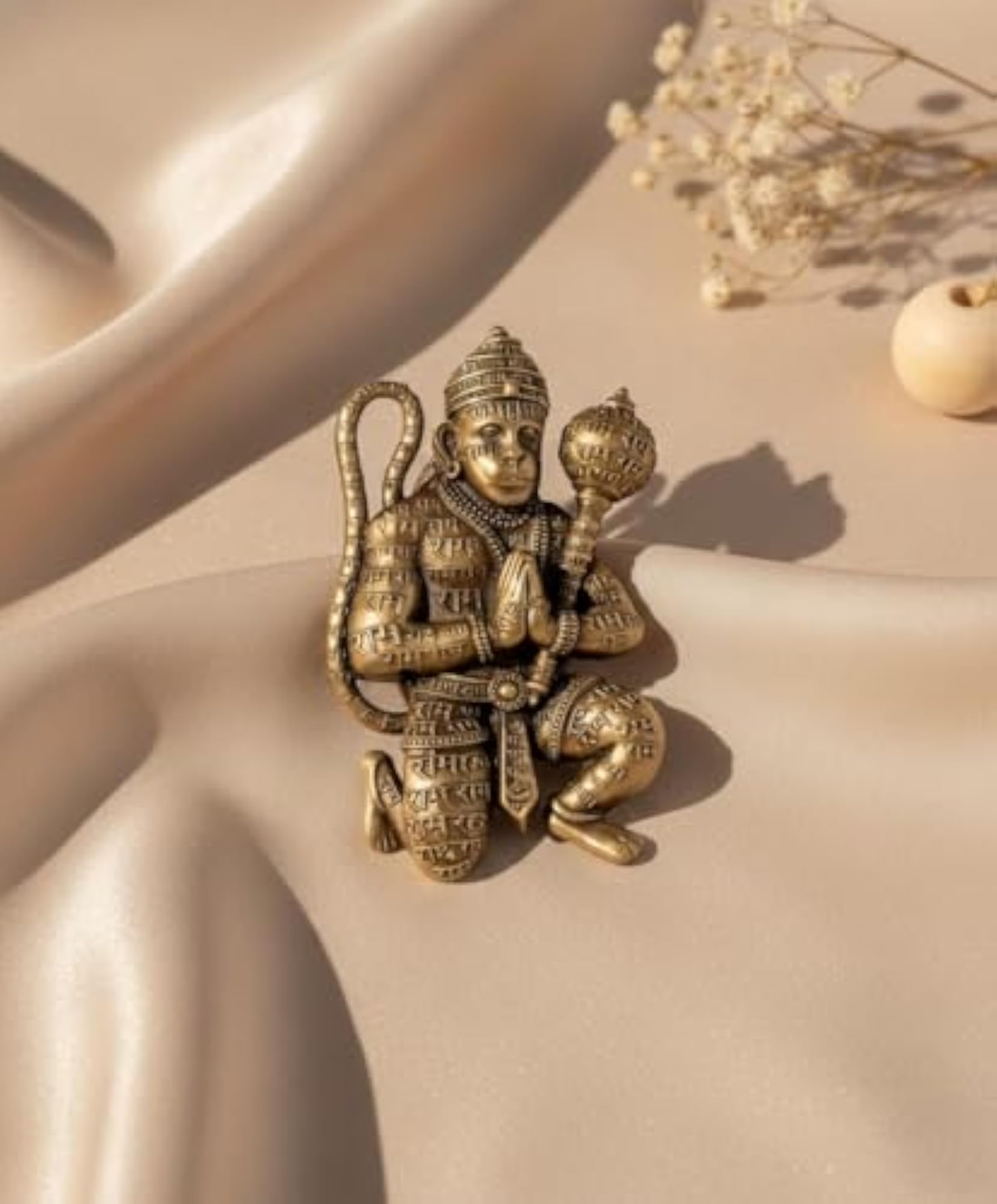 Divine Hanuman Gada Antique Gold Brooch, Lapel Pin
