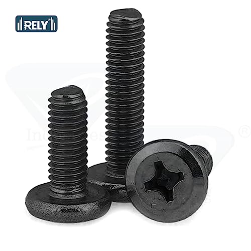 Image of Rely⇒VP INDUSTRIES (Pcs-25) M6x30 mm JCB Philips Flat Head Screw Black Zinc Finish | Flat Head Furniture Bolt Crib Bunk Bed Furniture Cot, Barrel Bolt, High Tensile Carbon Steel 10.9 Grad