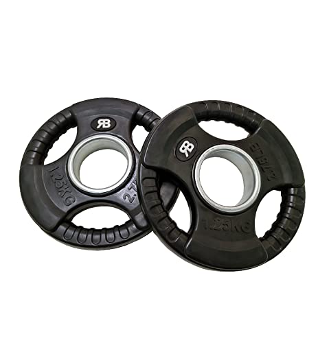Olympic Weight Plate Tri Grip Disc Rubber Coated Cast Iron Weights Plate Set Solid Lifting Plates 3 Handles Portable Vinyl for Deadlift Barbell Dumbbell Bars Strength Training Home Gym Fitness Workout - Image 3