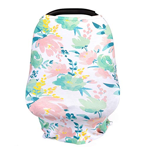 Jomolly 5-in-1 Stretchy Floral Baby Car Seat Covers, Nursing Scarf, Breastfeeding Canopy