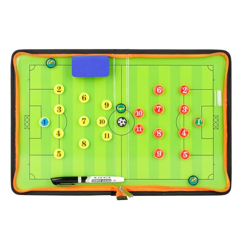 Fußball Taktiktafel Tragbar Trainer Taktikmappe Coachen Trainer-Mappe Fussball Coach-Board mit Magneten, Boardmarker, Schwamm