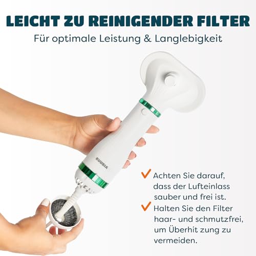 KUUBIA Hundeföhn | 2-in-1 Haartrockner mit Selbstreinigender Bürste | für kleine und mittelgroße Hunde & Katzen | 300W Blower Hundefön | Schmaler Griff, relativ leise, einstellbare Temperatur