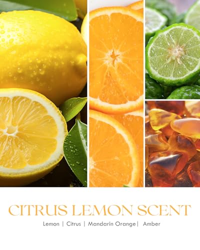Image of AOOVOO Citrus Lemon Large Odor Eliminating Highly Fragranced Candle - Eliminates 95% of Pet, Smoke, Food, and Other Smells Quickly, Air Freshing Soy Candle, 22 oz Up to 110 Hours Burn time