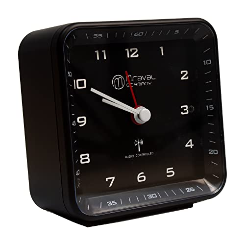 Miraval Funkwecker Premiumline DCF77 Funkwecker Reisewecker Analoger Wecker geräuschlos kein Ticken Design Funkwecker