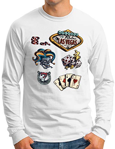 T-shirt manches longues homme OM3 Las Vegas Icons en coton blanc taille XL