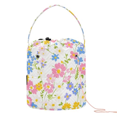 Yarn Storage Bag Small Crochet Bag Knitting Bag Organizer Flower Yarn Bags for Crocheting Basket