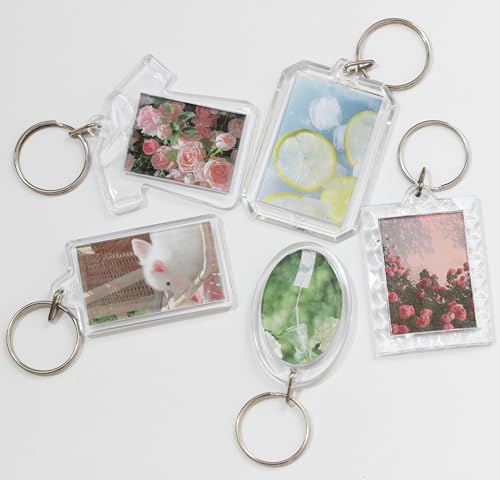 Image of BetterJonny 20Pcs Acrylic Picture Keychain Blanks in Clear Acrylic Picture Frame Keyrings