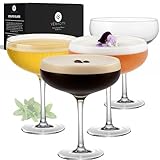 Vemacity Elegante Espresso Martini Gläser 4er Set | Handgefertigte Cocktailgläser Set | Champagner Schalen | Edle Coupe für Margarita & Cocktails | Martinigläser | Ideal zum Verschenken