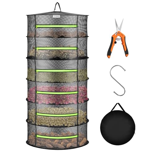 Image of VIVOSUN 6-Layer Mesh Drying Rack Hanging Design with Green Zippers for Dehydrating, Indoor and Outdoor Pruning Shears Included