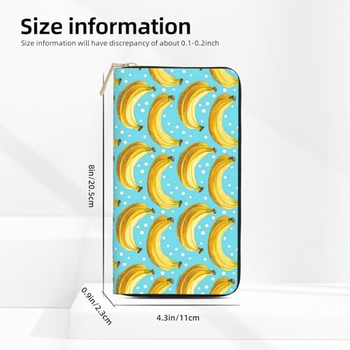 Leather Thin Slim Wallets for Women Men - Fashion Cute Banana Print Card Wallet Holder with Zipper2