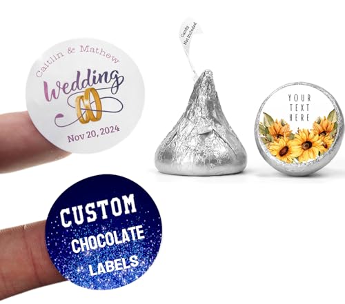 100-235pcs Personalized Round Chocolate Drop Labels, Custom Wedding Candy Stickers with Your...