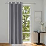 DWCN Gardinen Blickdicht Türvorhang Grau 1 Stück H240xB140cm Verdunkelungsgardine Schallschutz Vorhänge mit Ösen Thermovorhang Raumteiler Vorhänge Winddichte für Büro,Schlafzimmer,Wohnzimmer Modern