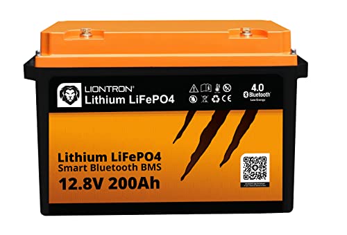 LIONTRON LiFePO4 Akku 12,8V 200Ah (~2,56 kWh) LX Arctic geeignet für die Verwendung bis -30°C mit BMS und Bluetooth Überwachung. Maße (LxBxH) 390 x 233 x 255mm, LISMART12200LX-A, Black/Orange
