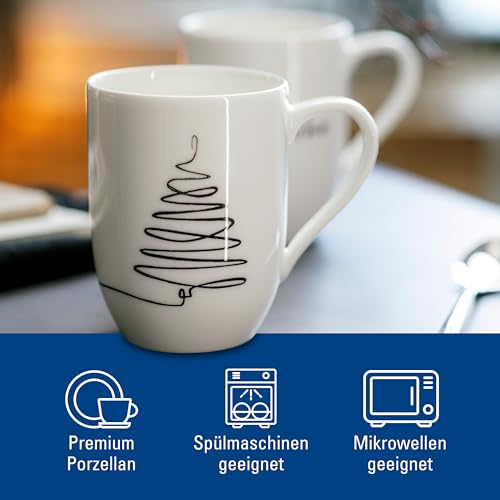 Villeroy & Boch – Statement Tassen Set "Tannenbaum" 2 teilig Weihnachten, Weiß, Schwarz, Spülmaschinenfest, Mikrowellensicher… – Ansicht 3