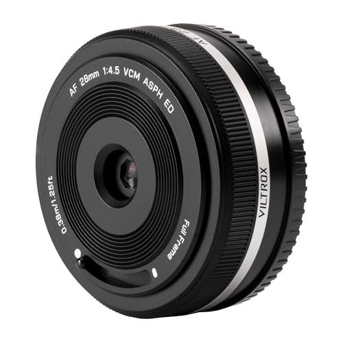 VILTROX 28mm f/4.5 F4.5 Pancake Objektiv für Sony E, Autofokus-Chips Vollformat-Weitwinkel Objektiv...