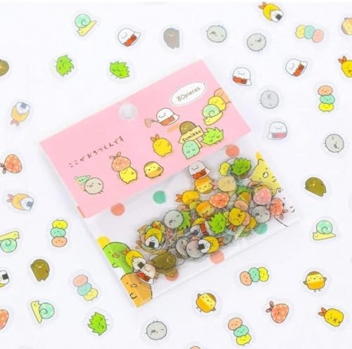 80 Pcs Japanese Stickers for Kawaii Decoration,Nice and Attractive Japanese Stationery Stickers Cute Cat Sticky Paper for Kawaii PVC Diary Bear Sticker for Decoration Diary Scrapbooking Random Style