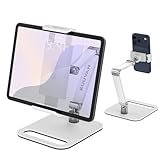 KUUVAN タブレット スタンド 卓上 iPad アーム アルミ製 4.7-17.3インチ対応 耐荷重1.5キロ 金属ジョイント スマホ俯瞰撮影 角度無段階 スマホ/タブレット/15.6型,17.3型モバイルモニタ対応 ホワイト