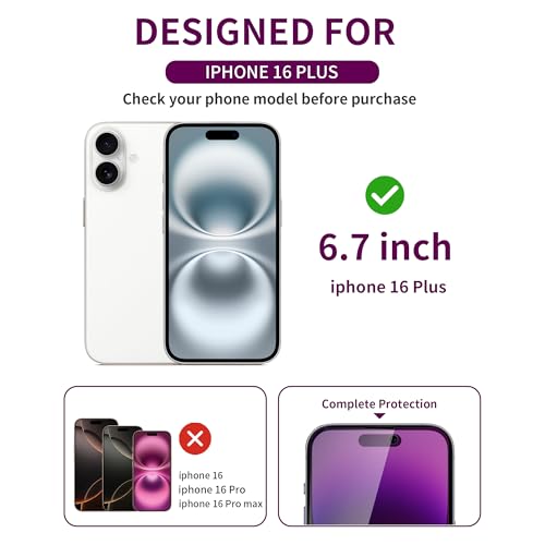 Image of 2 Pack Privacy Screen Protector for iPhone 16 Plus Tempered Glass 6.7inch Private Saver Anti-Spy Eye Protection Anti-Scratch Full Coverage