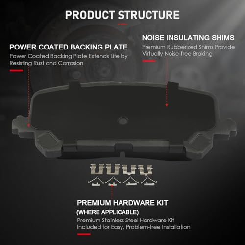 Image of cciyu D1724 Rear Ceramic Disc Brake Pads Kit For Acura MDX 2014-2016,For Honda Passport 2019-2021,For Honda Pilot 2016-2021,For Honda Ridgeline 2017-2020