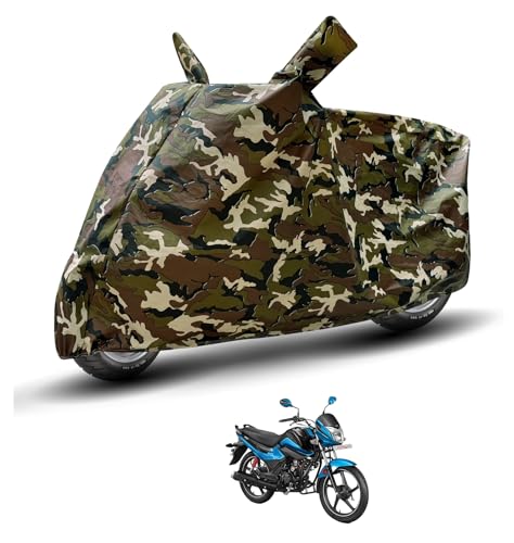 Image of Auto Hub Waterproof Bike Cover Compatible with Hero Splendor I Dustproof, UV Protection Two Wheeler Bike Splendor I Cover - Army Print